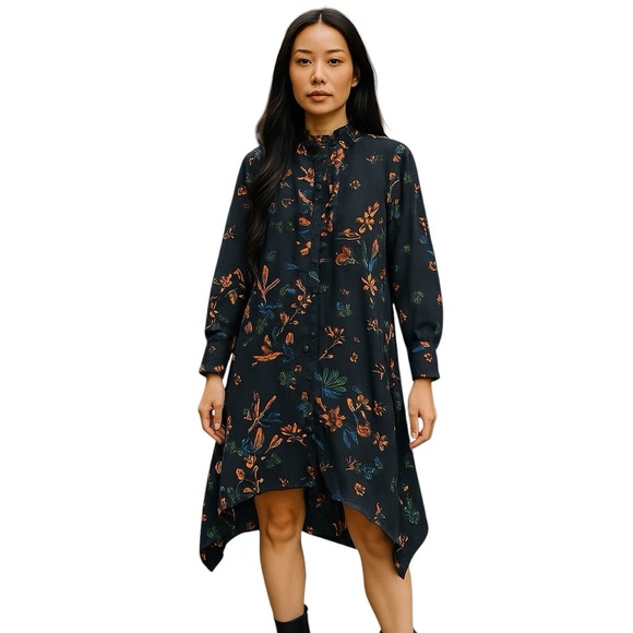 Tory Burch Size 12 Floral Print Asymmetrical Hem Cora Dress New NWT - Picture 1 of 6